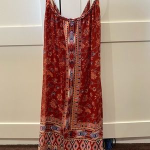 Red tribal print spaghetti strap dress